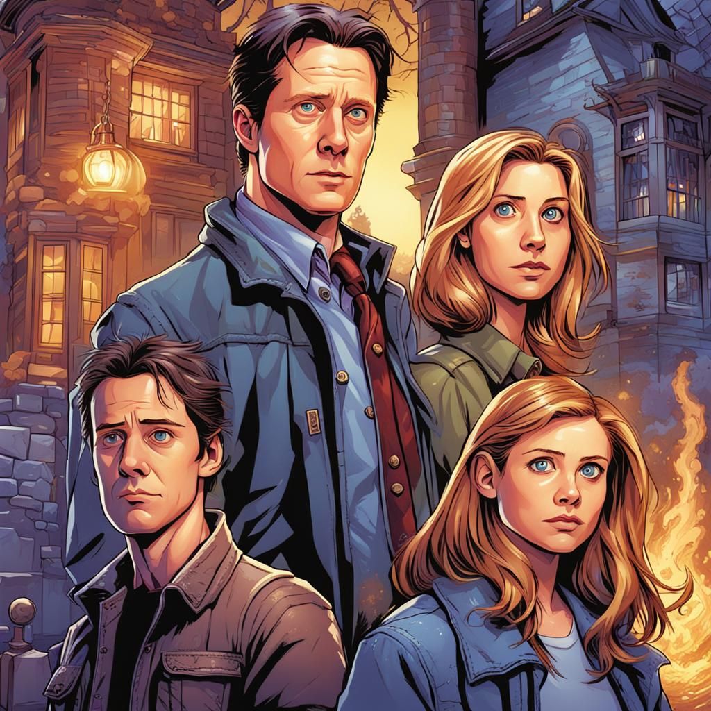 Cartoon Buffy Summers and Friends in Comic Art