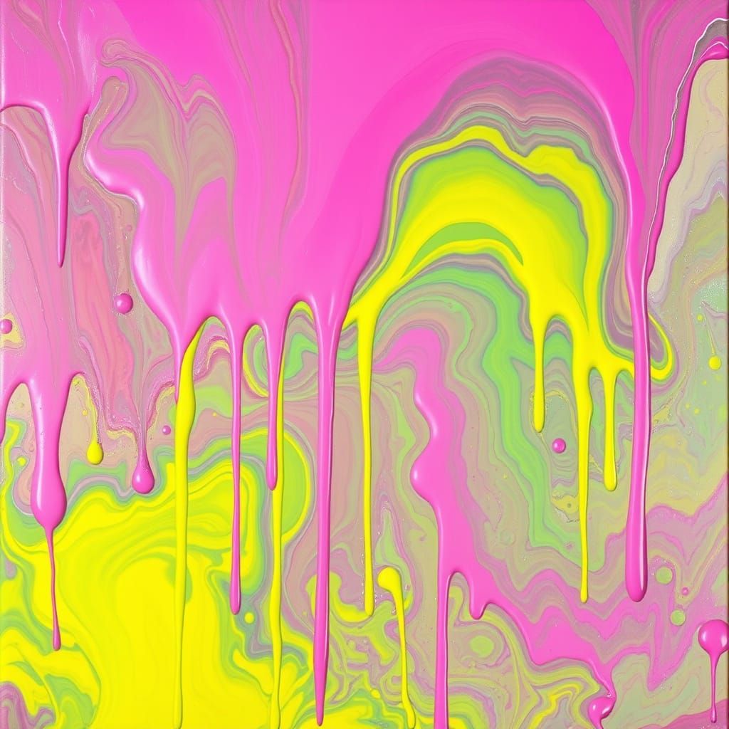 Vibrant Abstract Dripscape with Electric Colors