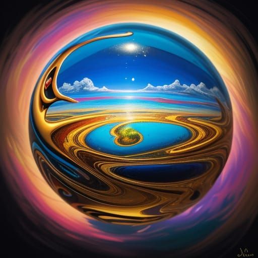 Surreal Sphere in Abstract Expressionism Style