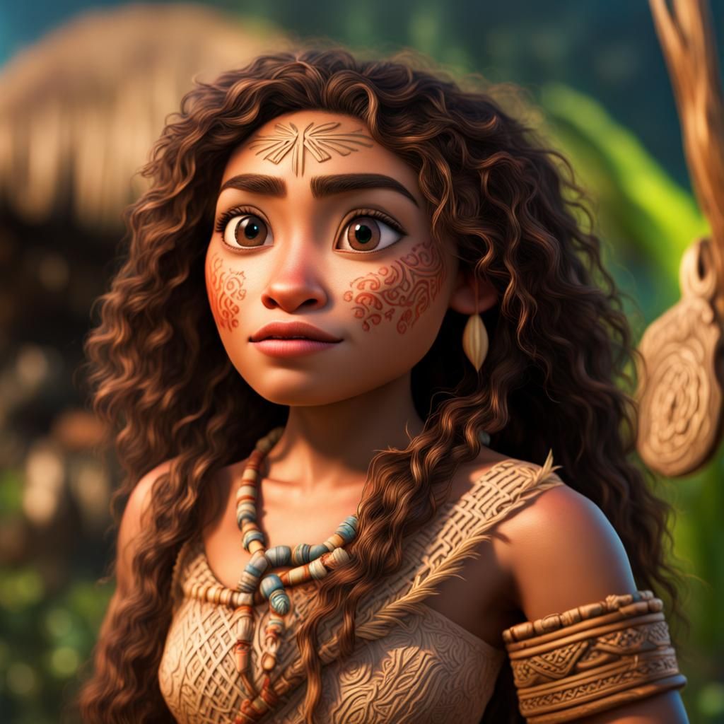 Hyperrealistic Moana Portrait in Cinematic Style
