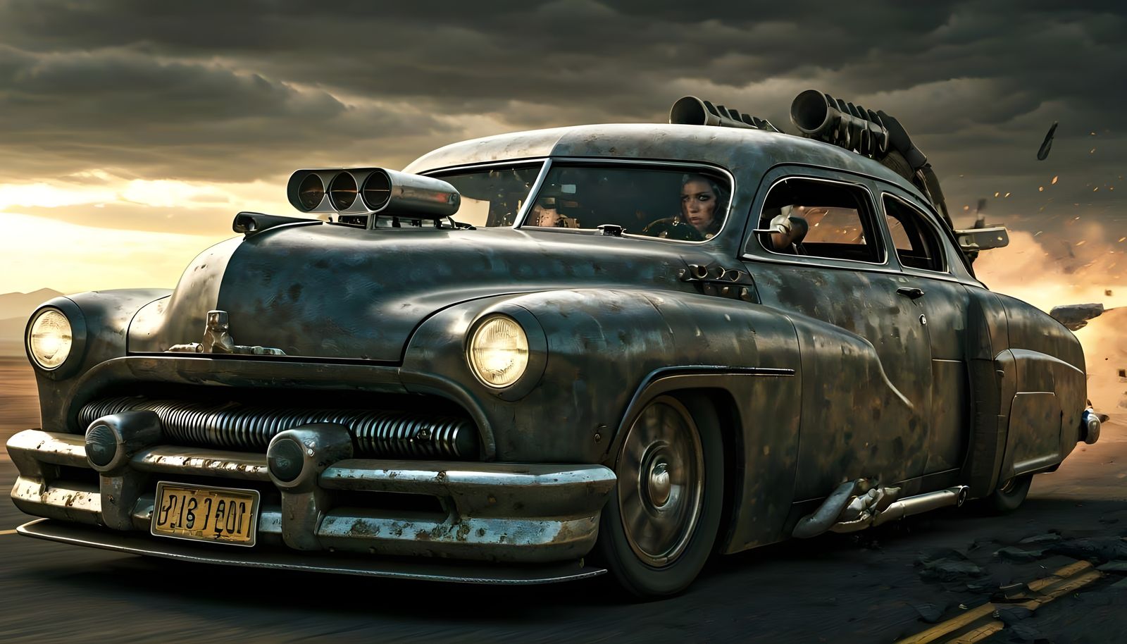 Post-Apocalyptic Race on Ruined Highway