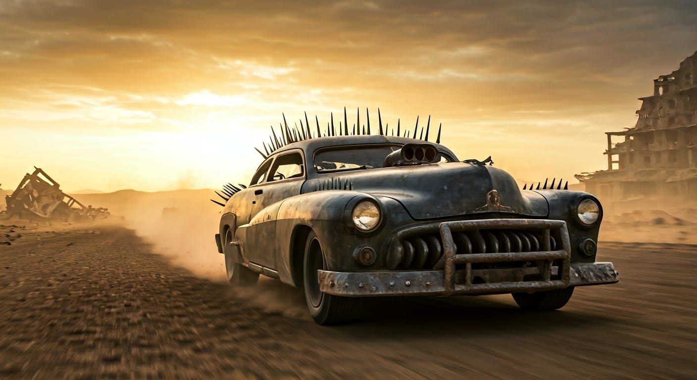 Post-Apocalyptic Driver in Armored Mercury