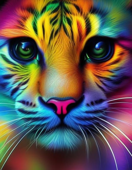 Adorable Tiger with Big Eyes in Graffiti Art Style