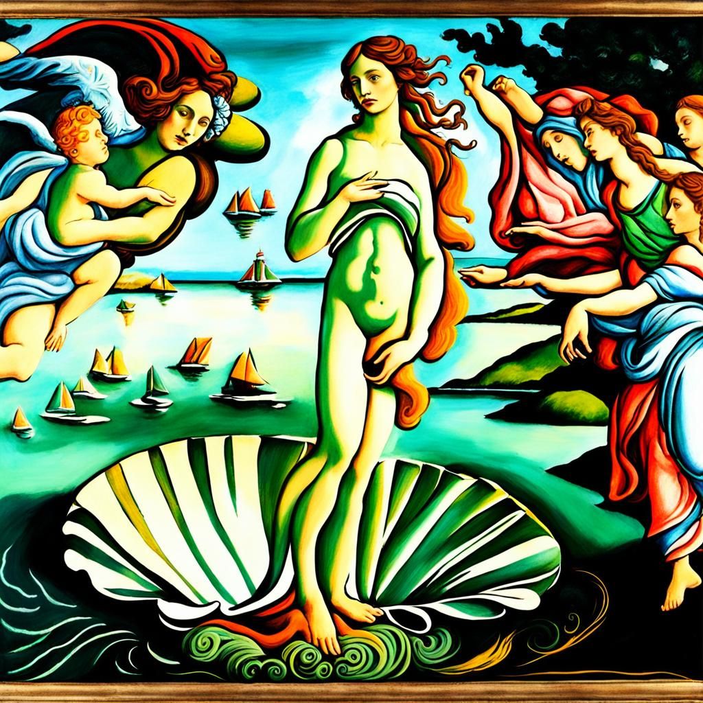 Pastel chalks. Boticelli's painting, The birth of Venus, as ...