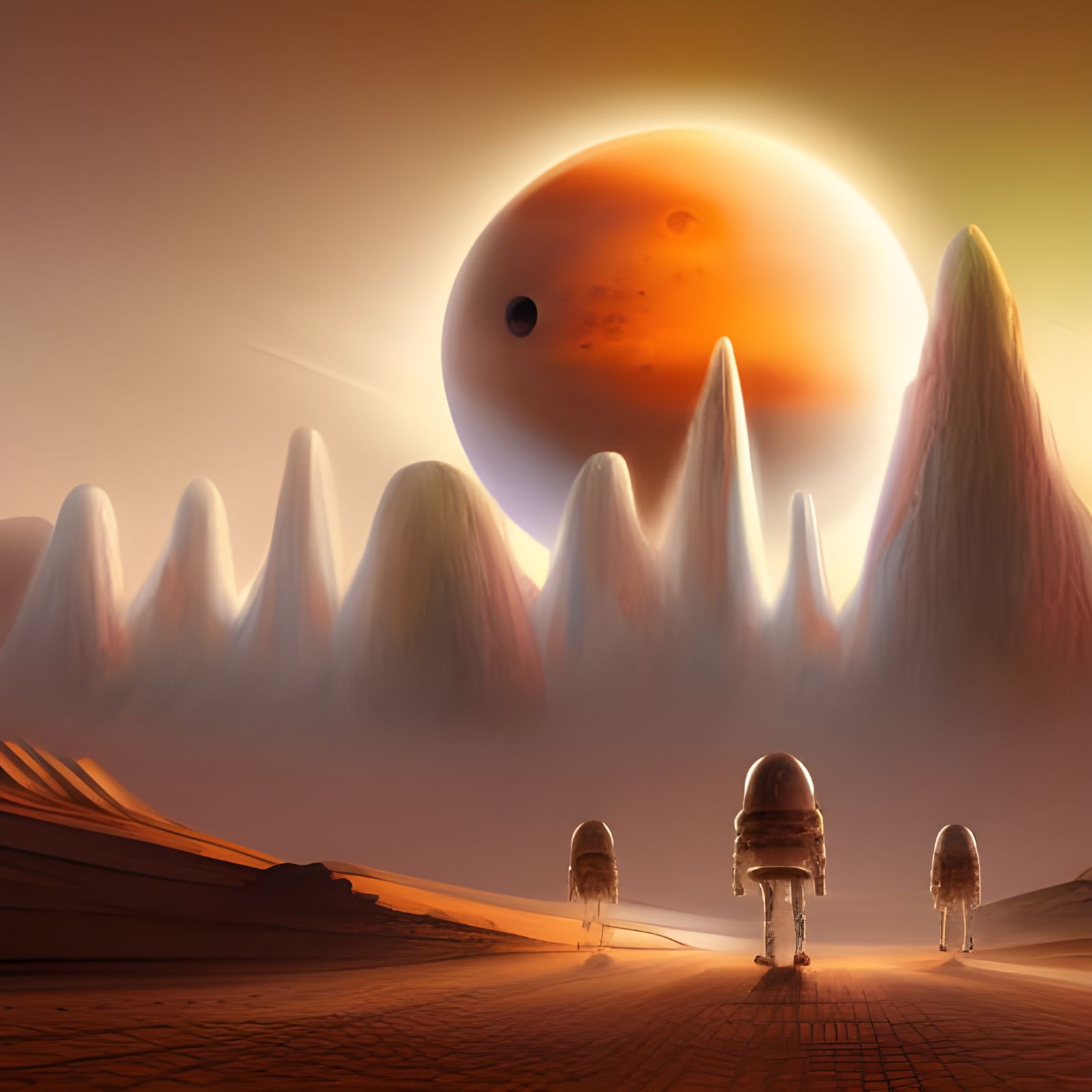 UFO Over Mars: A Digital Art Masterpiece