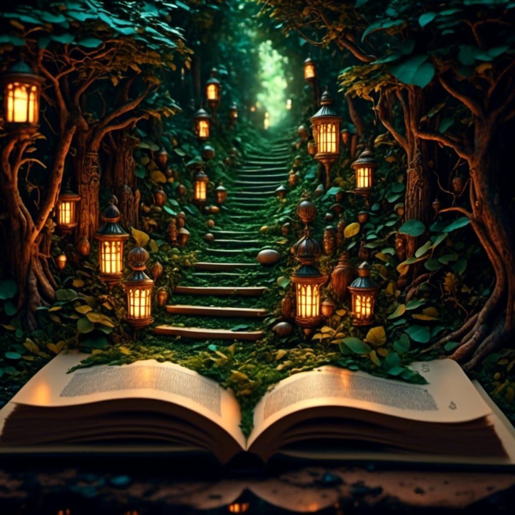 Magical Forest Alleyway in Open Book