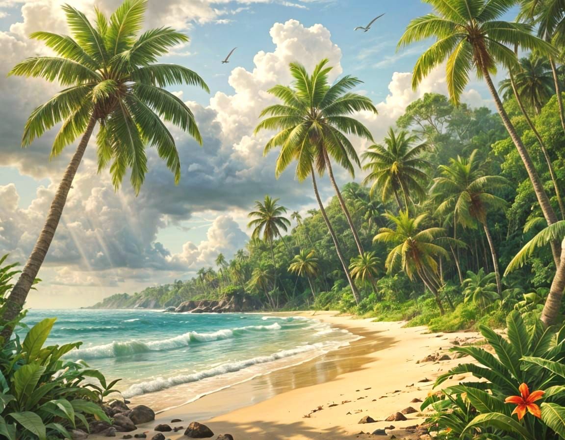 Vibrant Tropical Jungle Paradise in Sunny Delight