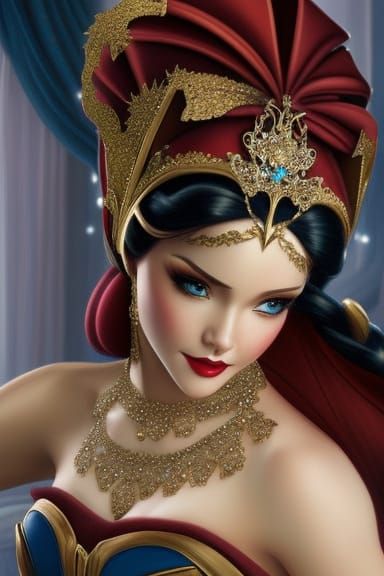 Masked Snow White Portrait in Artgerm Style