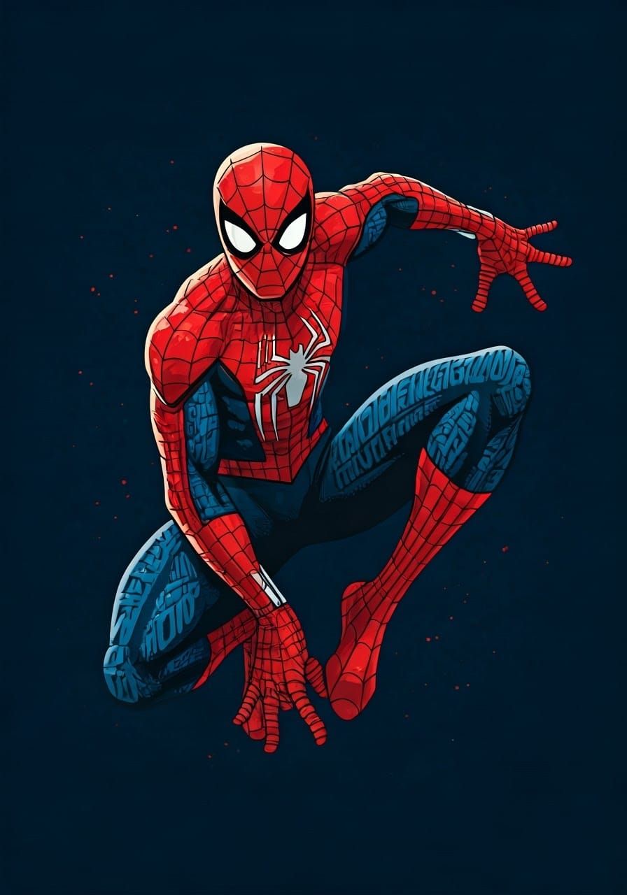 Spider-Man Text Silhouette in Graffiti Style