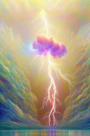Hyperdetailed Fantasy Lightning Storm as Impasto Painting