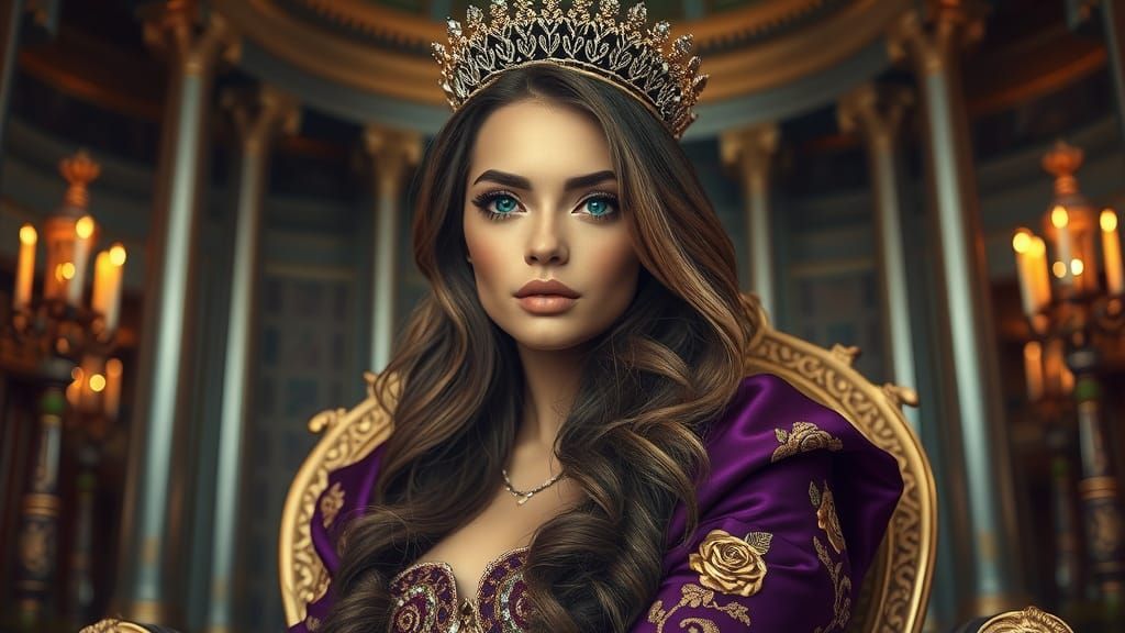 Majestic Woman in Jeweled Tiara: Concept Art Portrait