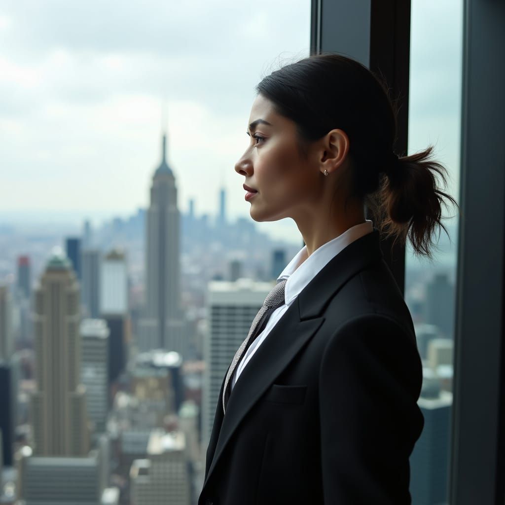 Contemplative Businesswoman Portrait in Lindbergh Style
