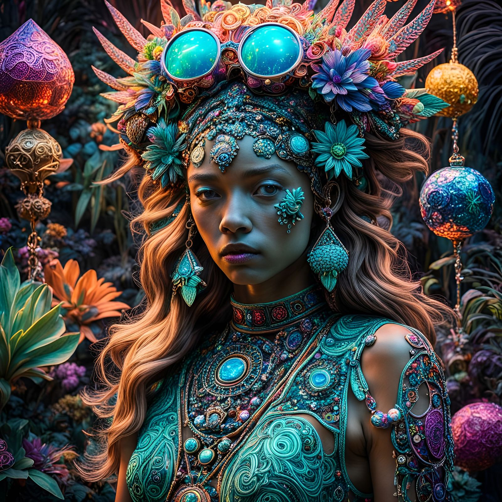 Galactic Bejeweled Paradise in Maximalist Style