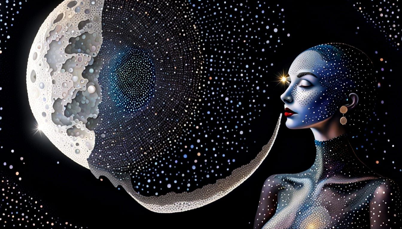 Whimsical Glass Moon Art with Stars