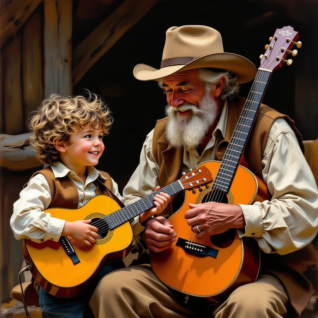 Mateo Receives Guitar From Traveling Musician in Rustic Styl...