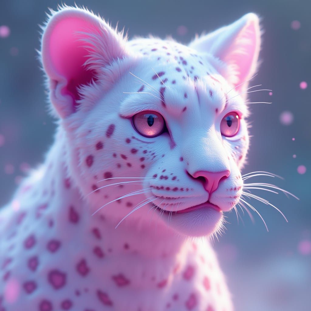 Pastel Sci-Fi Leopard in Aesthetic 3D Art Style