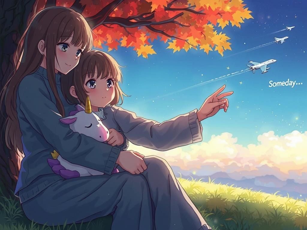 Dreamlike Anime Panels of Child and Unicorn