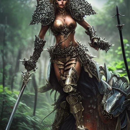 Detailed Knight Woman in Jungle Photography