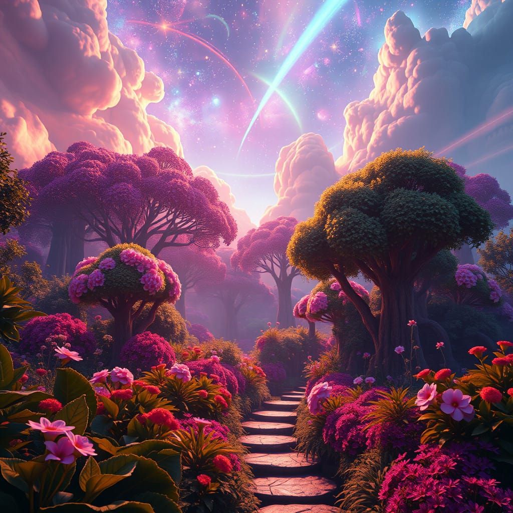 Vibrant Cosmic Oasis in Splendid Style