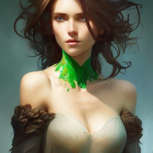 Detailed Elf Portrait in Art Nouveau Style