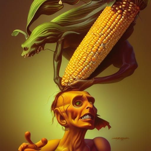 Surreal Torn Corn Art: A Digital Illustration