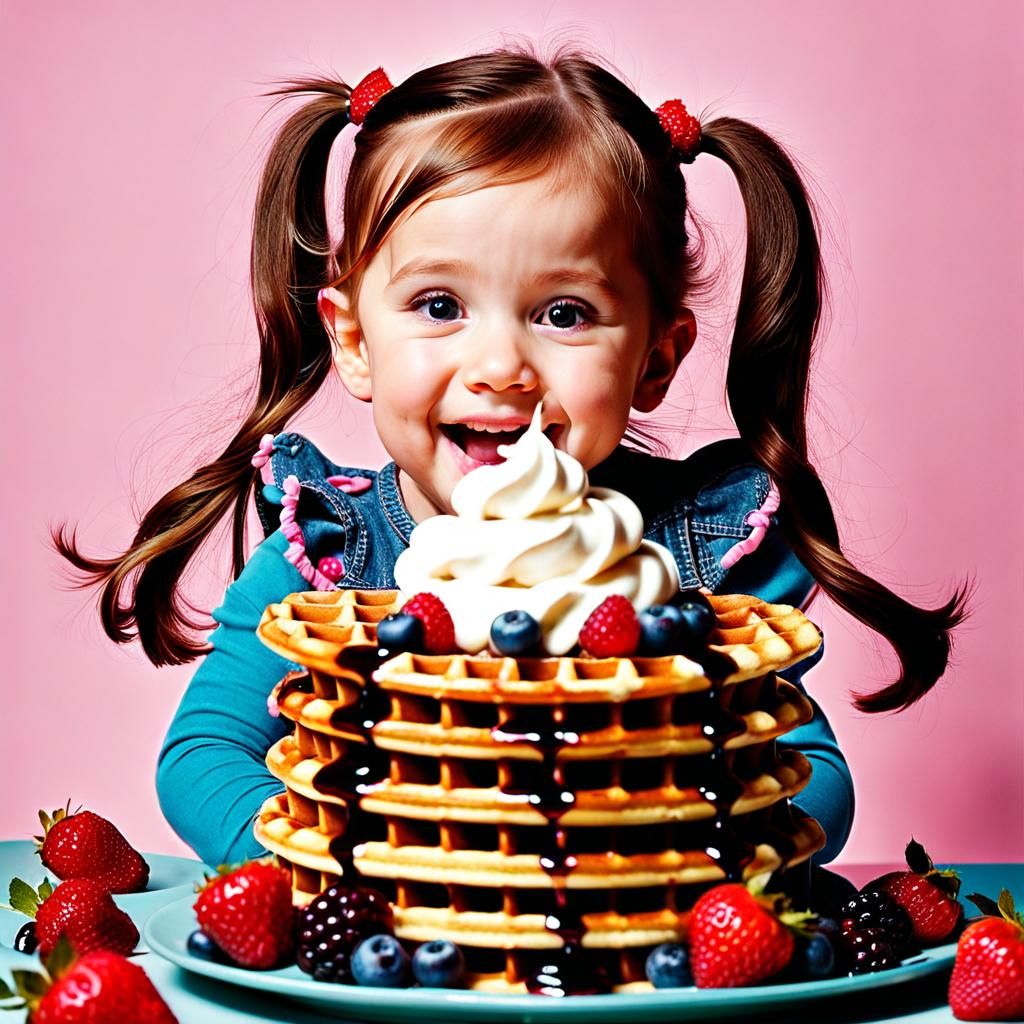 Toddler and Epic Waffle Stack, Food Photography