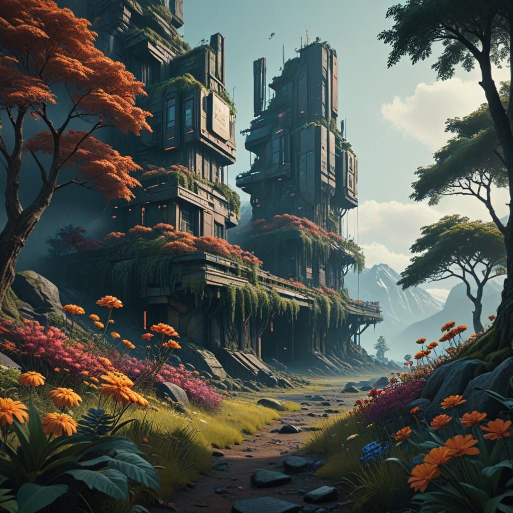 Vibrant Floral Tapestry in High Contrast, 8k Resolution