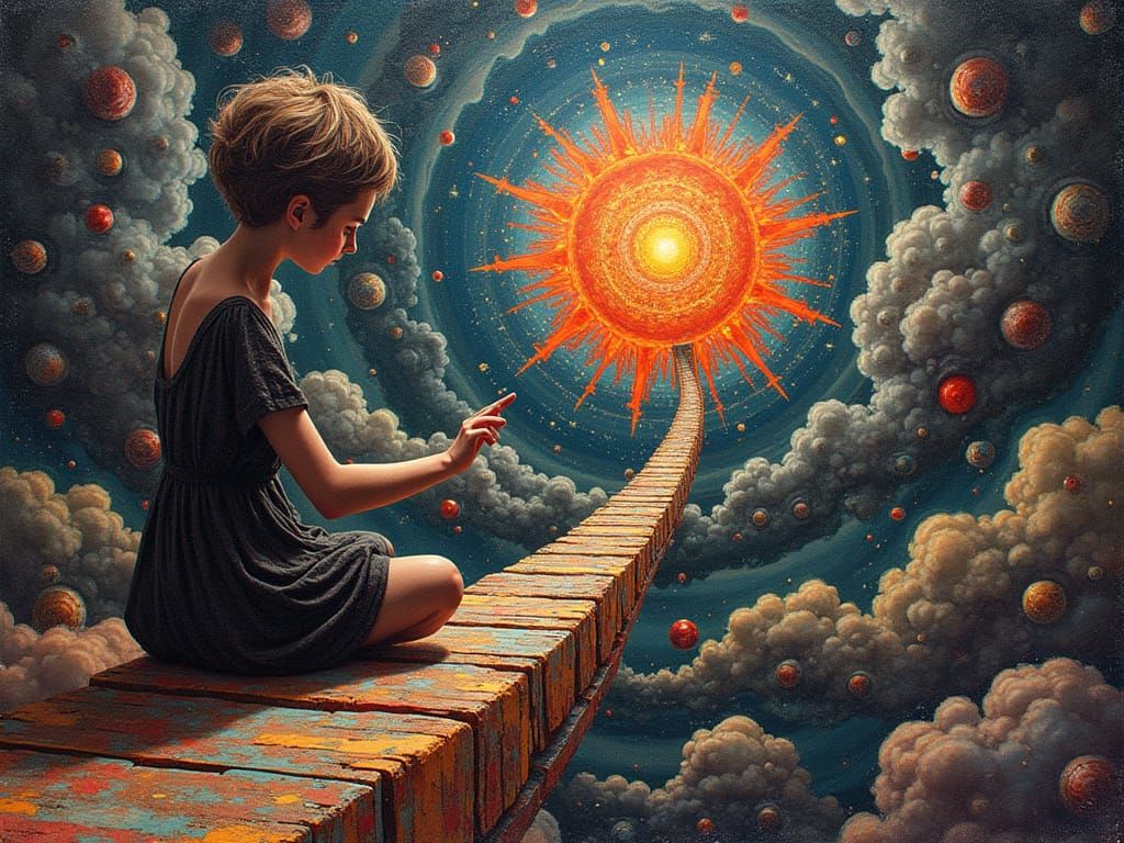 Optical Disillusion by Fluxus Recorporeal Implausible Cantilevering in Spatialism Bubblemosaic Cameo by Ozzy