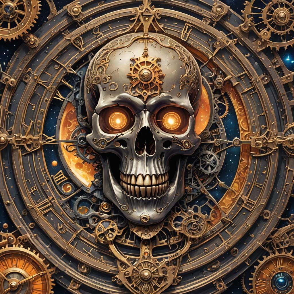 Clock Punk Fairy Skull with Steampunk Elements