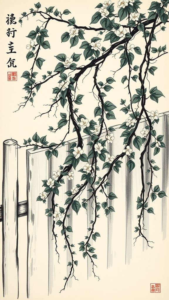 Surreal Jasmine Blooms in Vintage Chinese Style