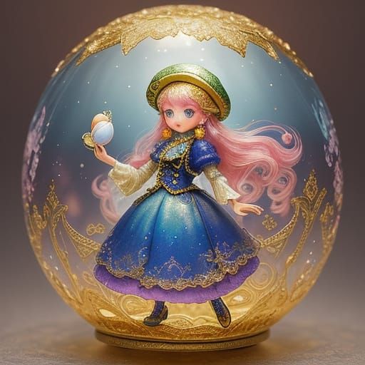 Alice in Wonderland Trapped in a Faberge Egg