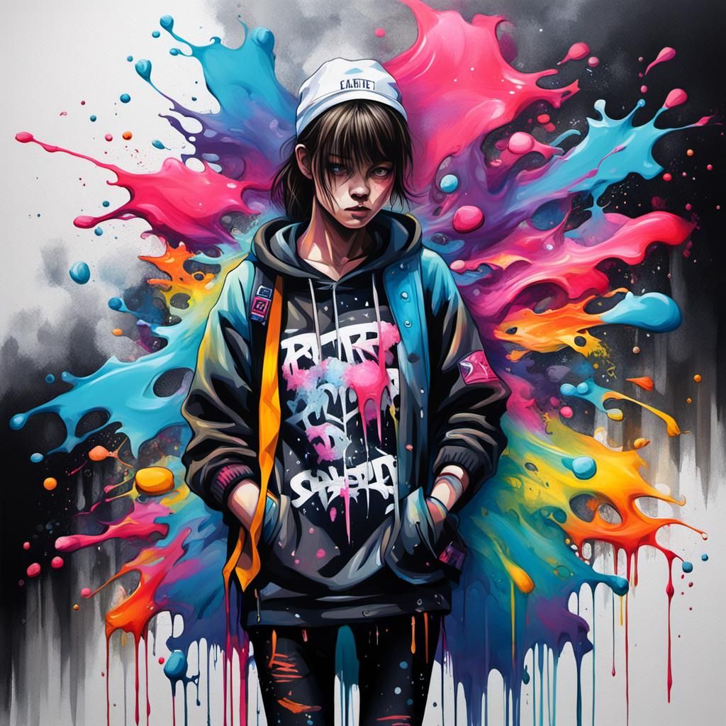 Colorful Graffiti Art Tulle Garment, Ultra Detailed