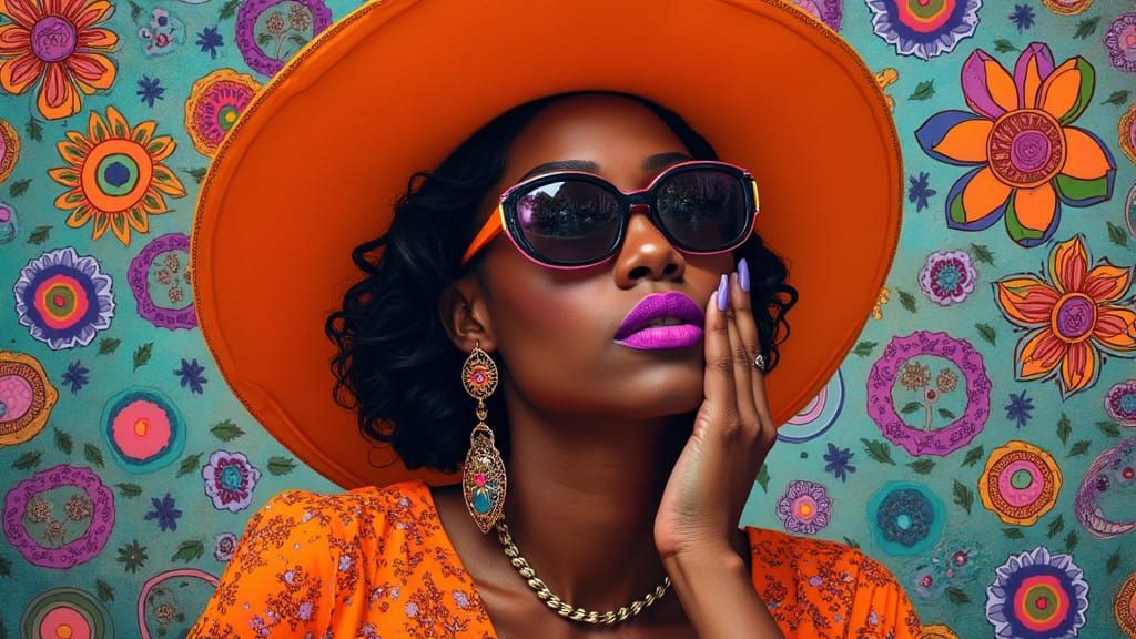 Stunning Senior Woman in Vibrant Surrealist Collage