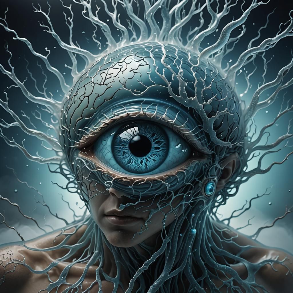 Glass A Shape in Swirling Fog: Surreal 3D Art