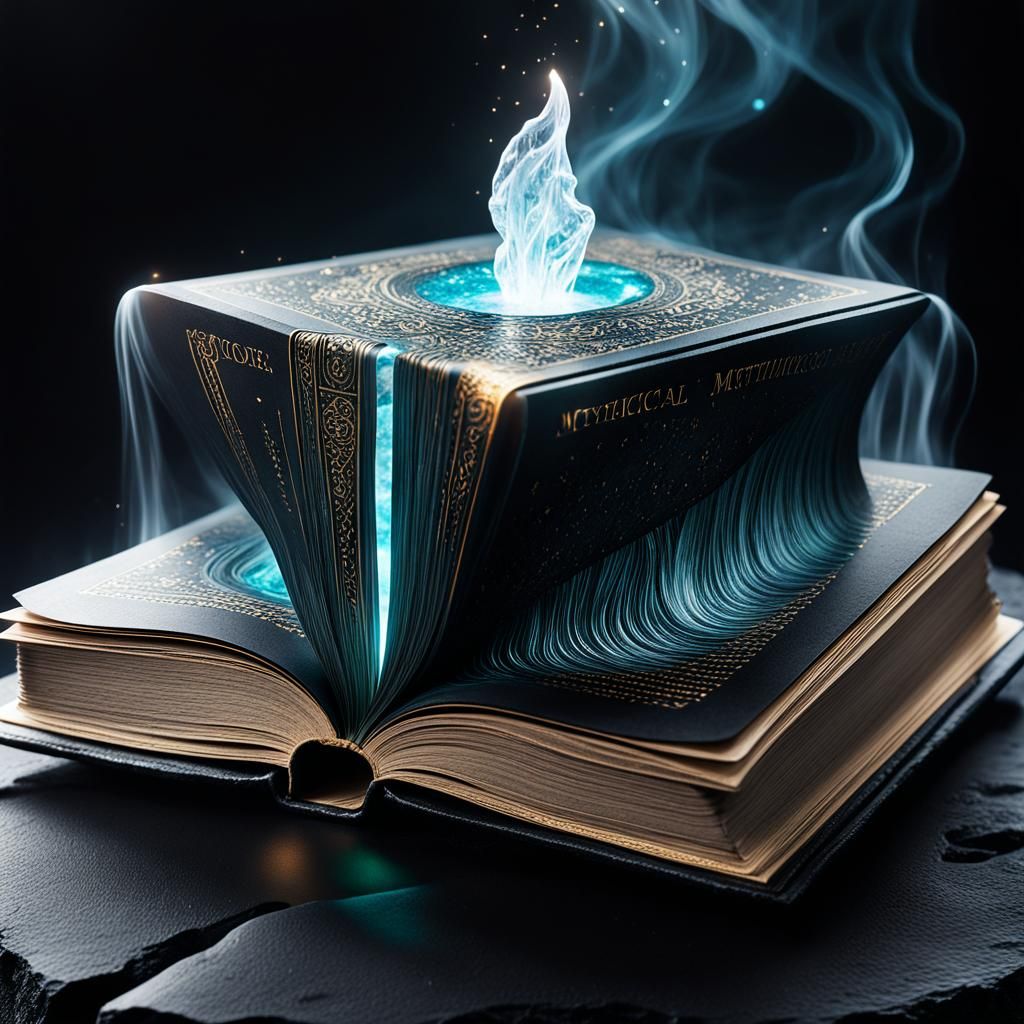 Glowing Akashic Tome: Mythical Illumination Art