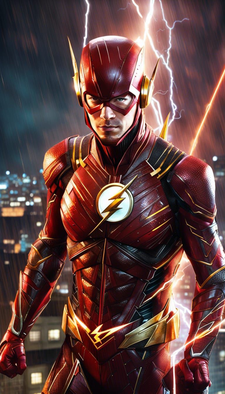 The Flash in Detailed Vigilante Suit, Digital Painting