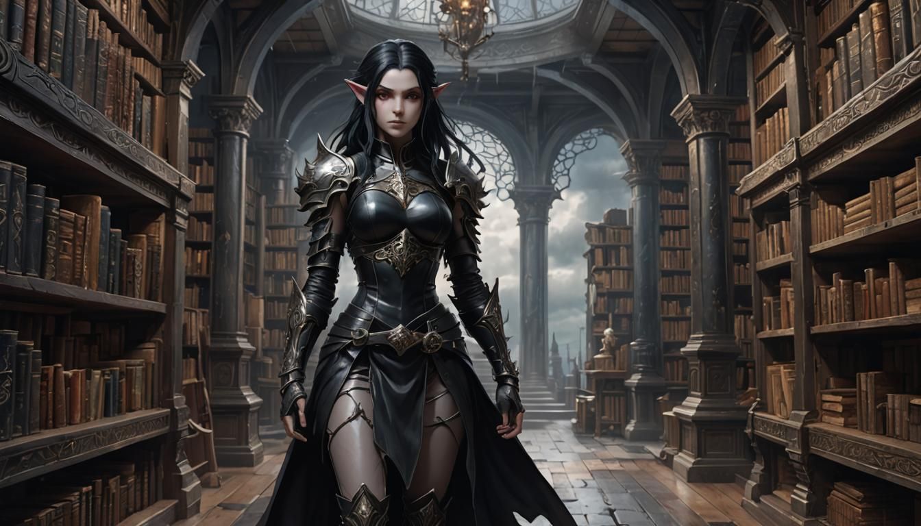 Dark Elf Woman in Anime-Inspired 3D Portrait