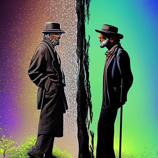 Hyperrealistic "Waiting for Godot" Concept Art