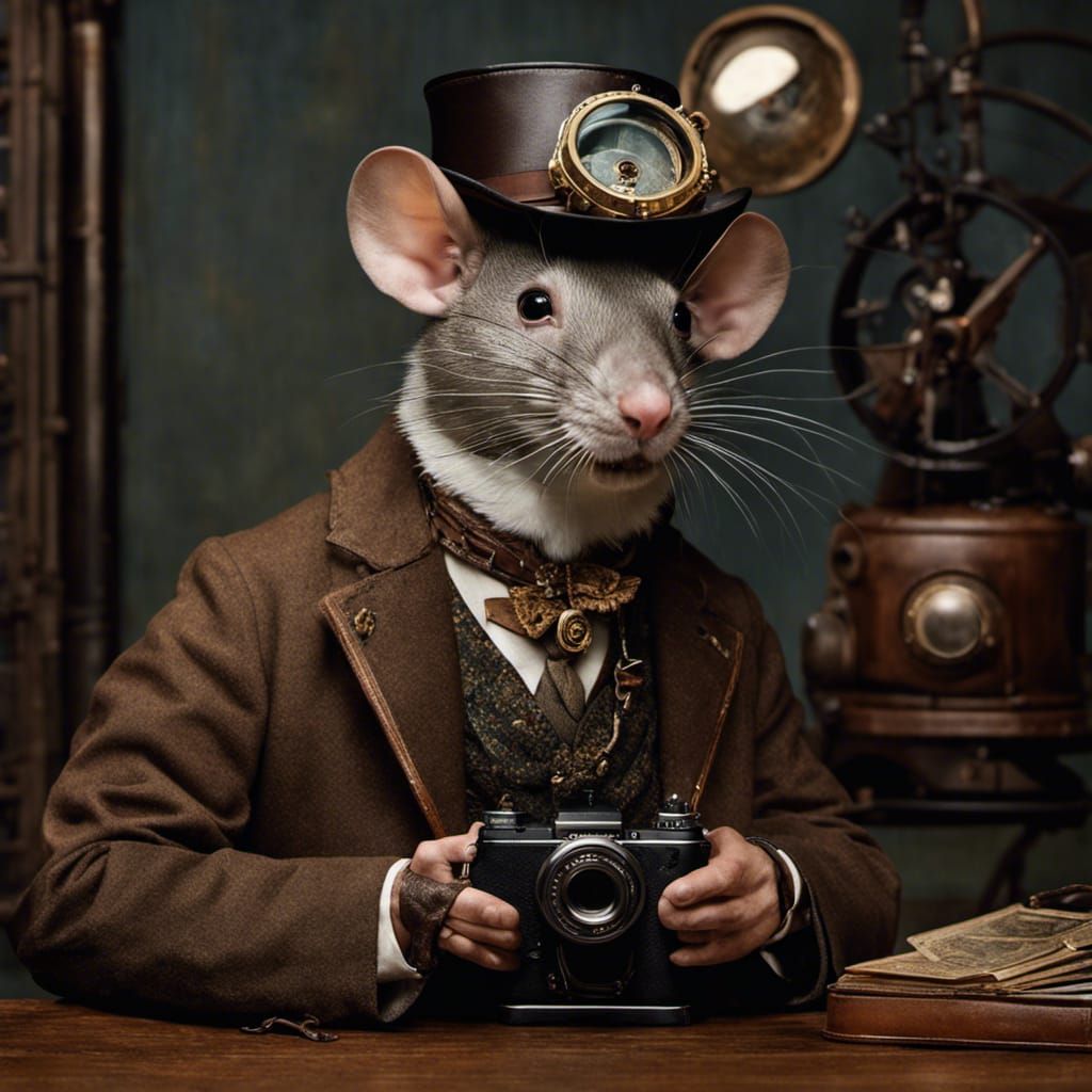 Steampunk Rat Portrait in Studio Lighting