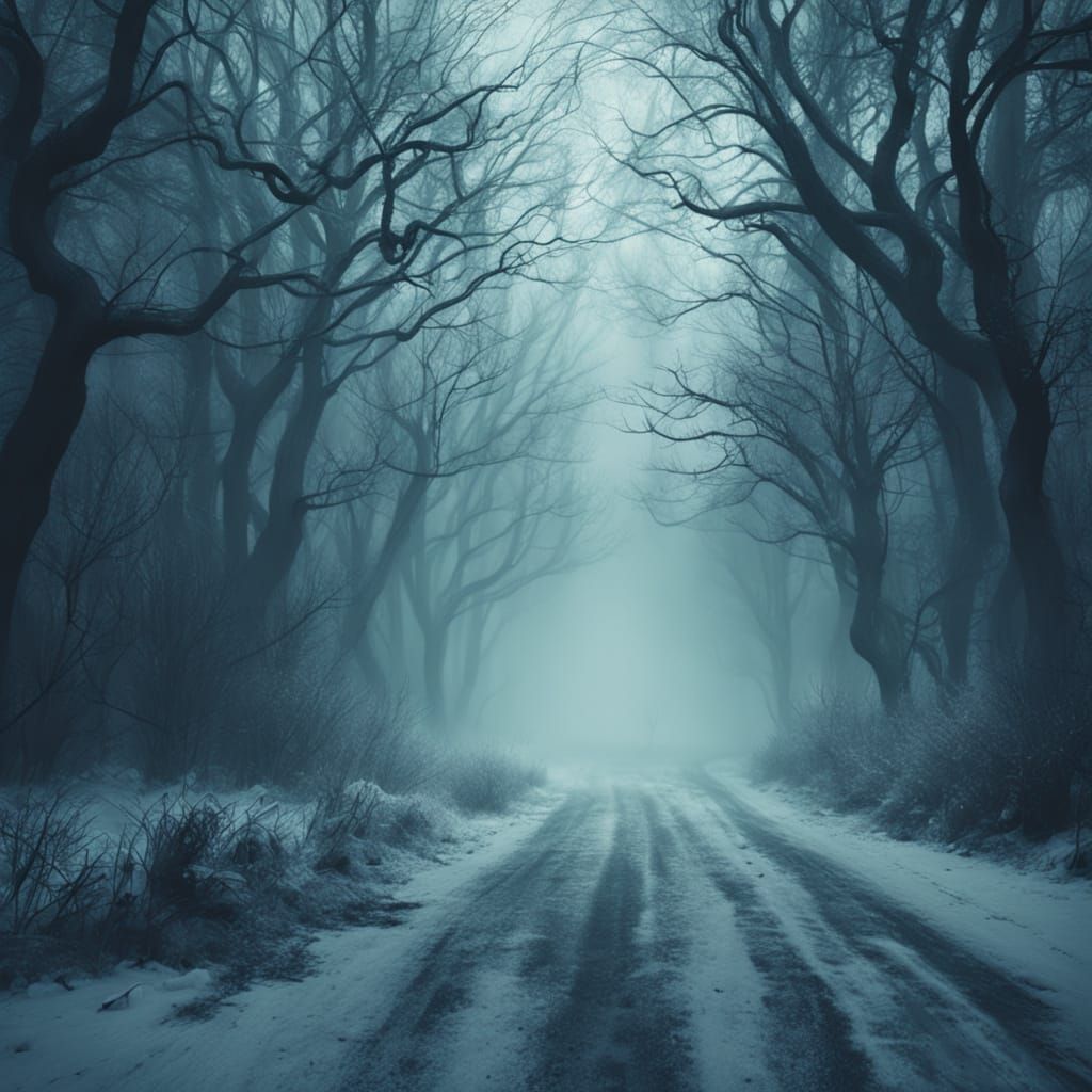 Haunted Winter Forest: Cinematic Horror Night Drive