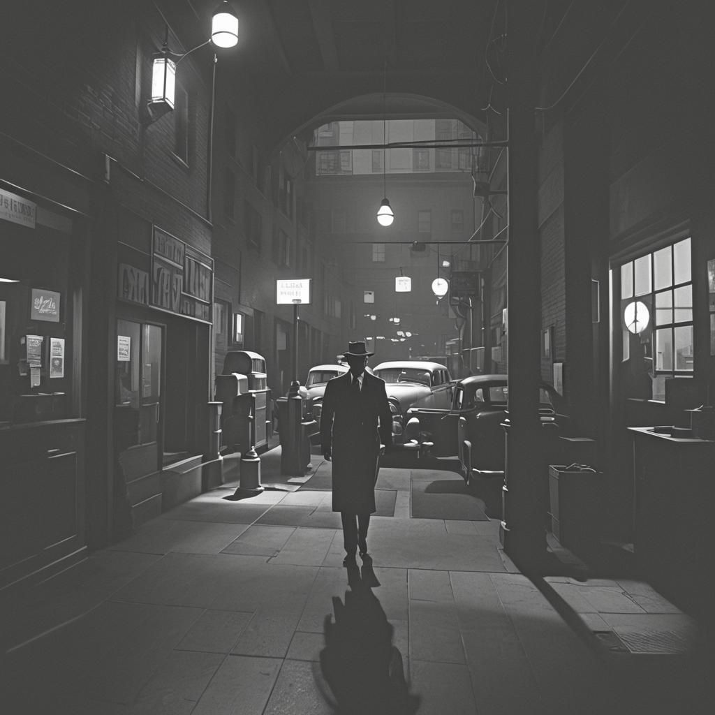Dazzling Film Noir Scene with Cel-Shaded Flair