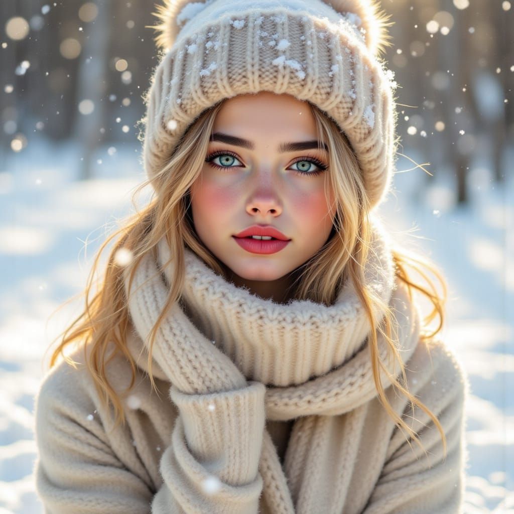 Cozy Winter Scene in Whimsical Watercolor Style