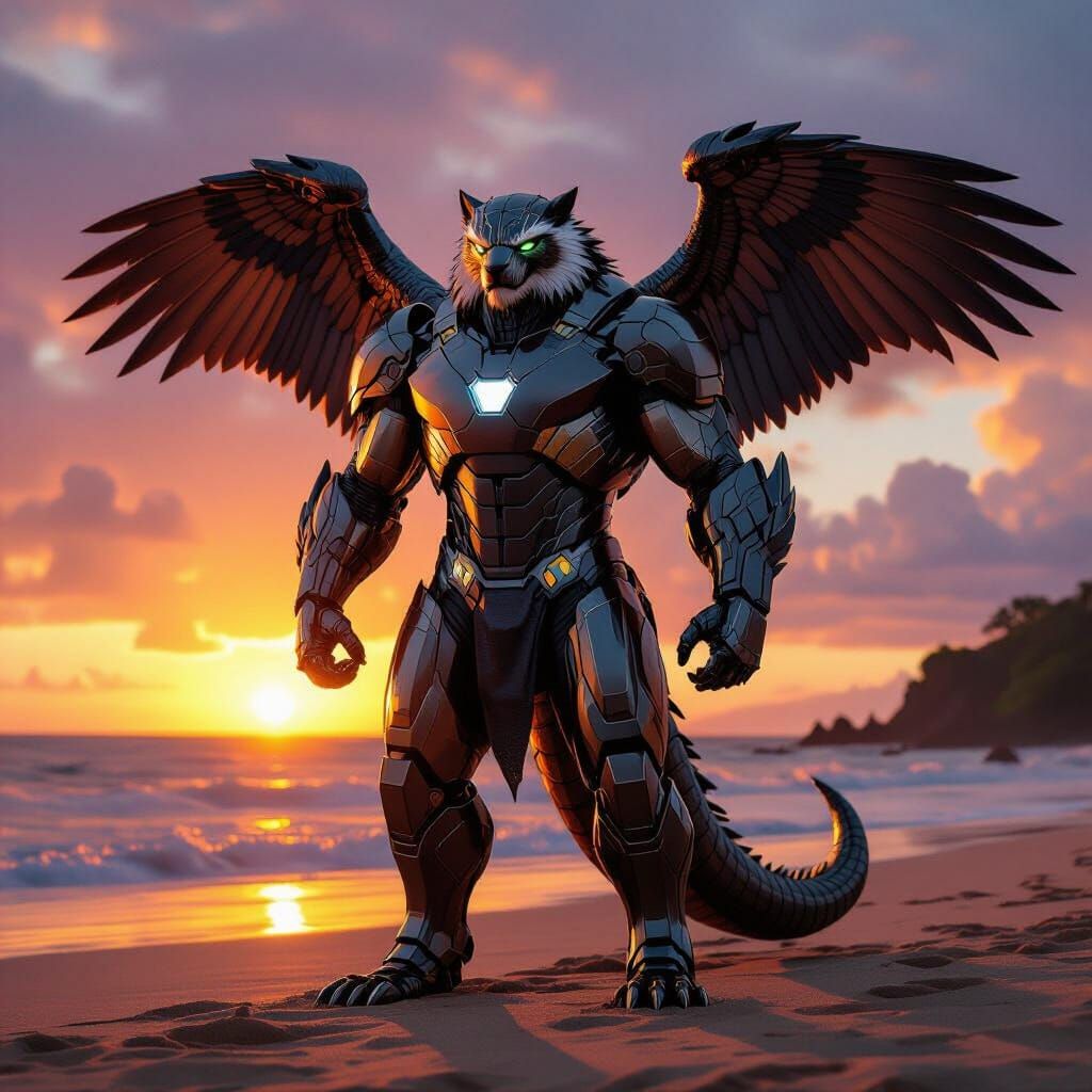 Hybrid Beast Emerges on Hawaiian Beach at Sunset
