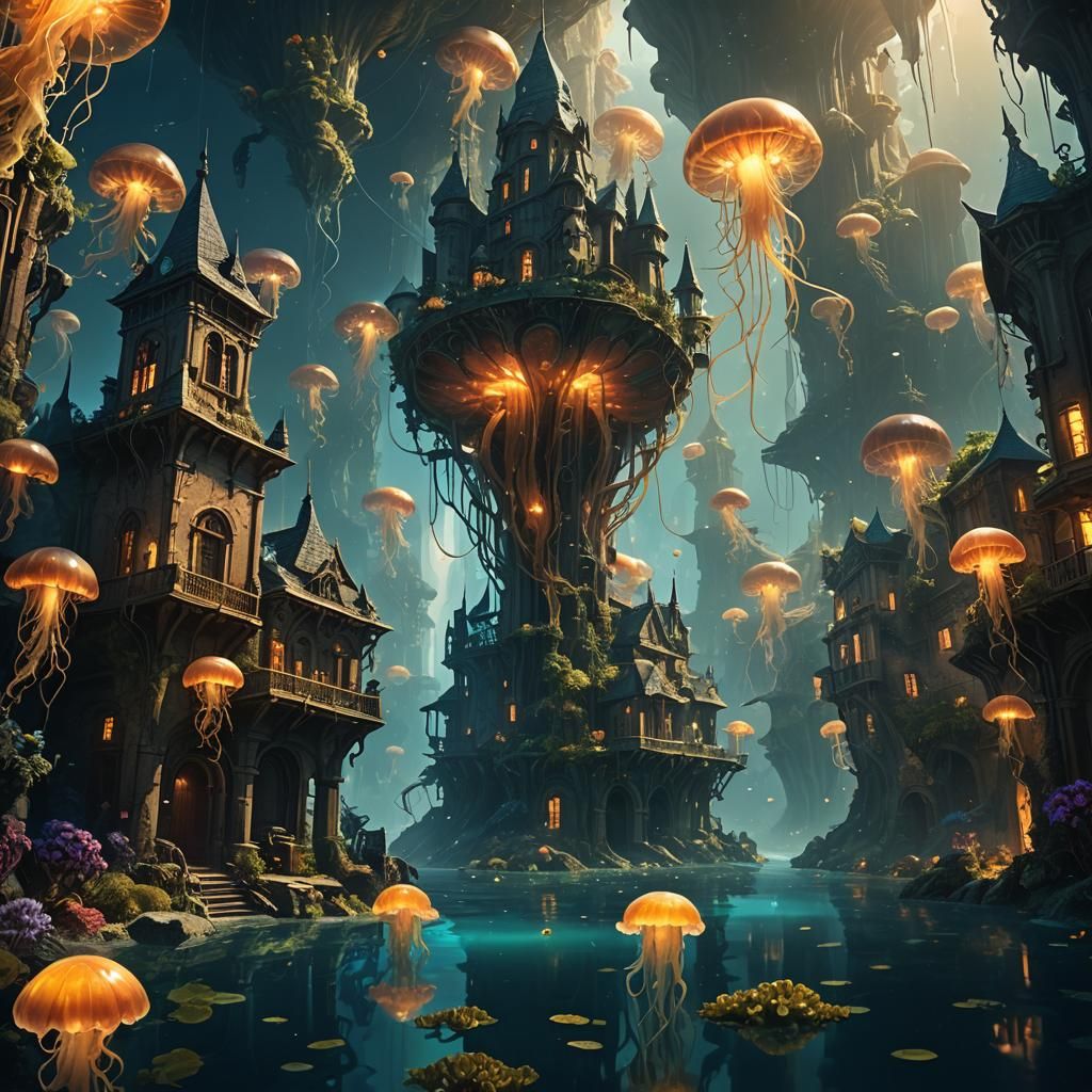 Underwater City in Abyss Rift: Fantasy Concept Art