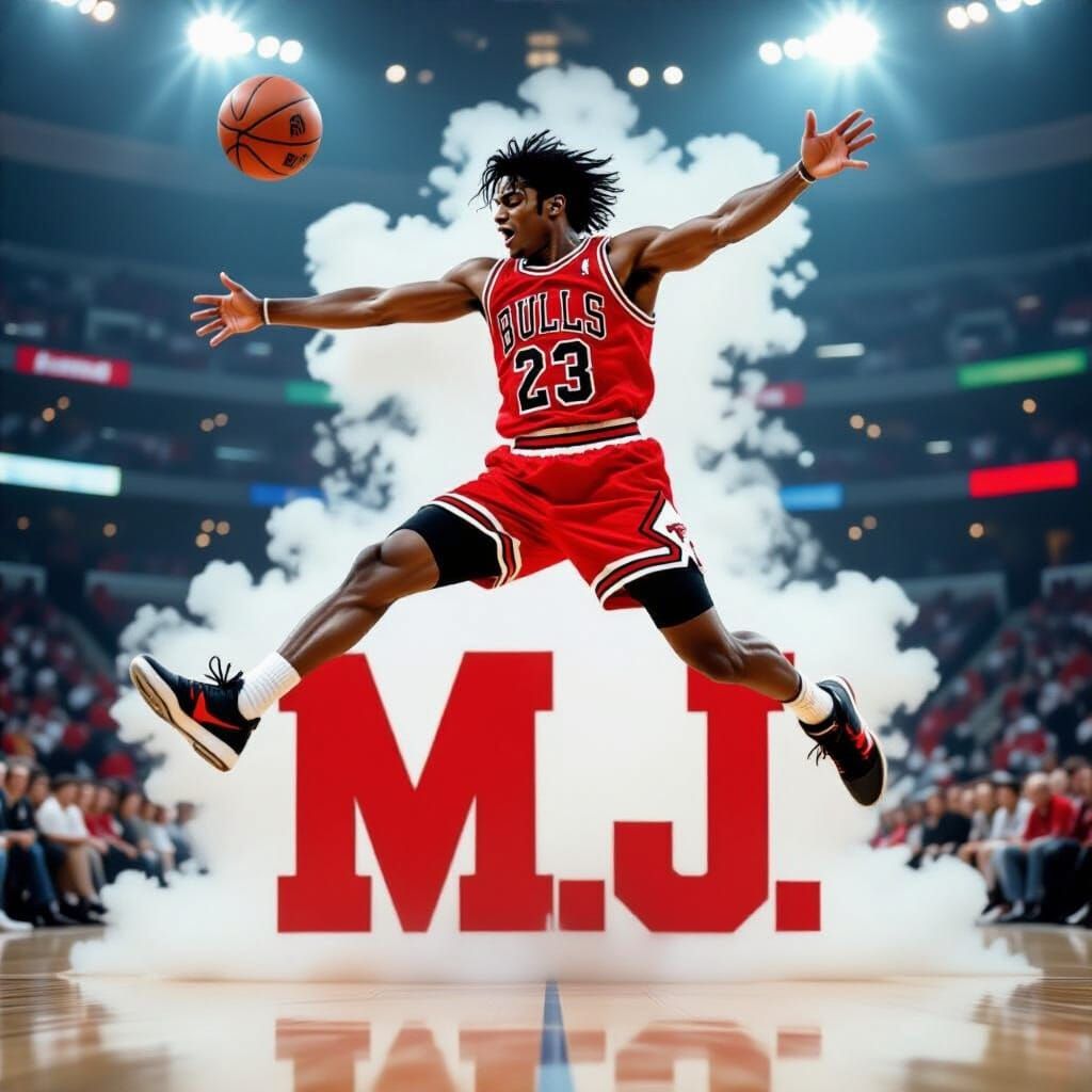 Michael Jackson in Michael Jordan's Iconic Pose