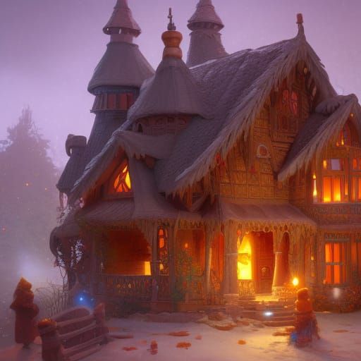 Hyperdetailed Gingerbread House Concept Art
