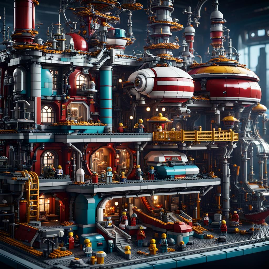 Futurama Diorama Built from Lego and Meccano