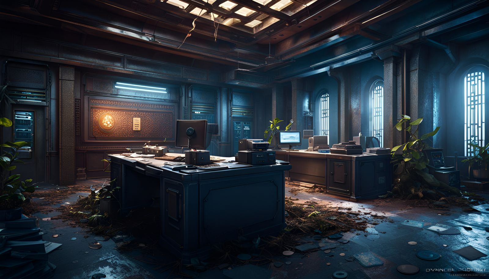 Sci-Fi Abandoned Security Office in 16k Resolution