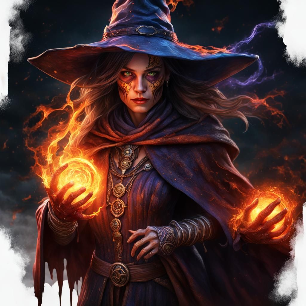 Cursed Sorceress Portrait in Dark Fantasy Style