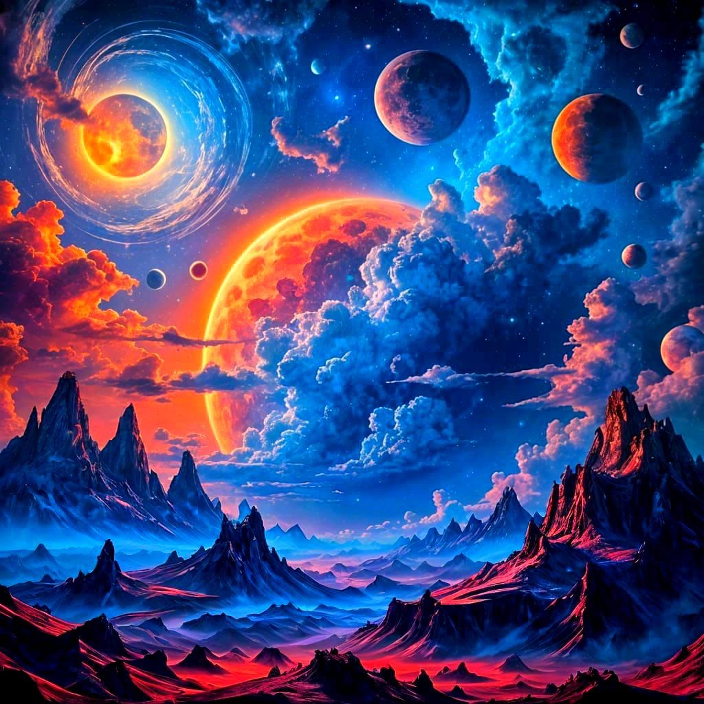 Surreal Cosmic Landscape in Monochromatic Detail